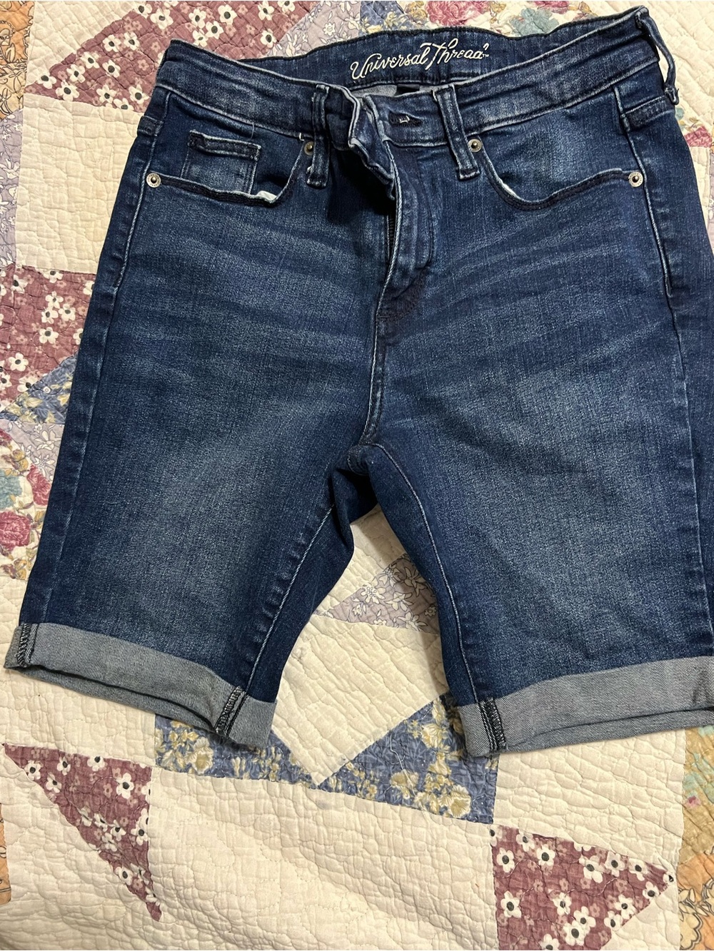 Universal Thread Dark Indigo Denim Cuffed Bermuda Shorts